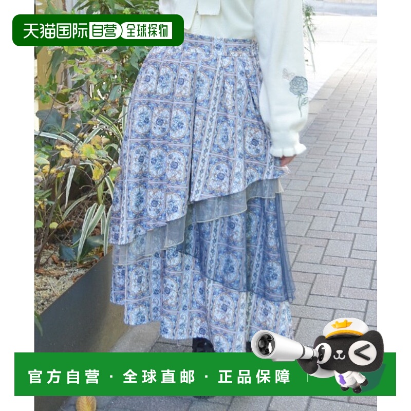 1h可退 日本直邮axes femme 女装 罗斯彩绘玻璃图案 不对称裙摆设