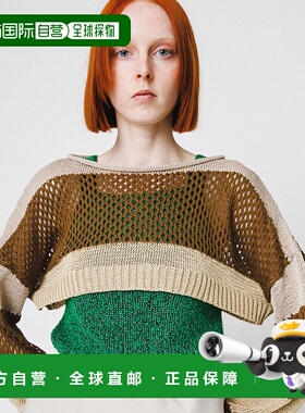 1h可退 日本直邮LAATO 女士夏季短款网状针织上衣 WBA522N222长袖