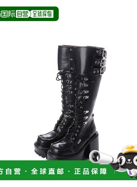 【日本直邮】yosuke系带靴长筒靴原宿店限定合作款黑色朋克靴子