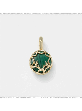 日本直邮日潮 agete 阿卡朵K10项链吊坠绿色 均码宝石孔雀石