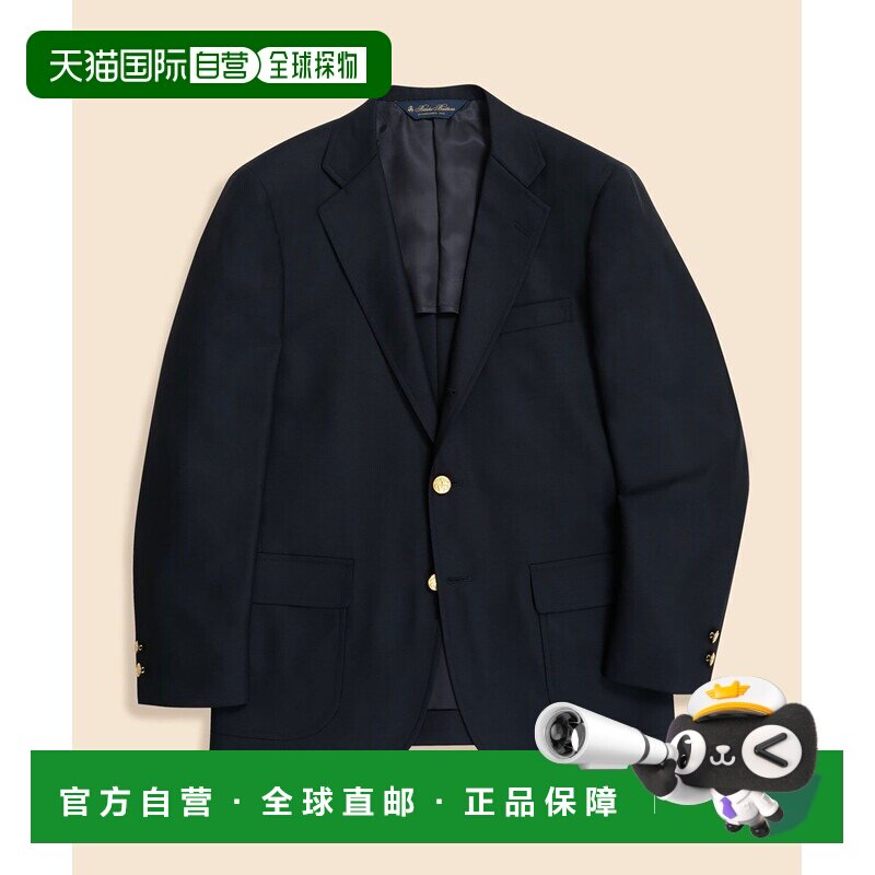 日本直邮Brooks Brothers 男装 Slim版三粒扣海军蓝精纺羊毛修身