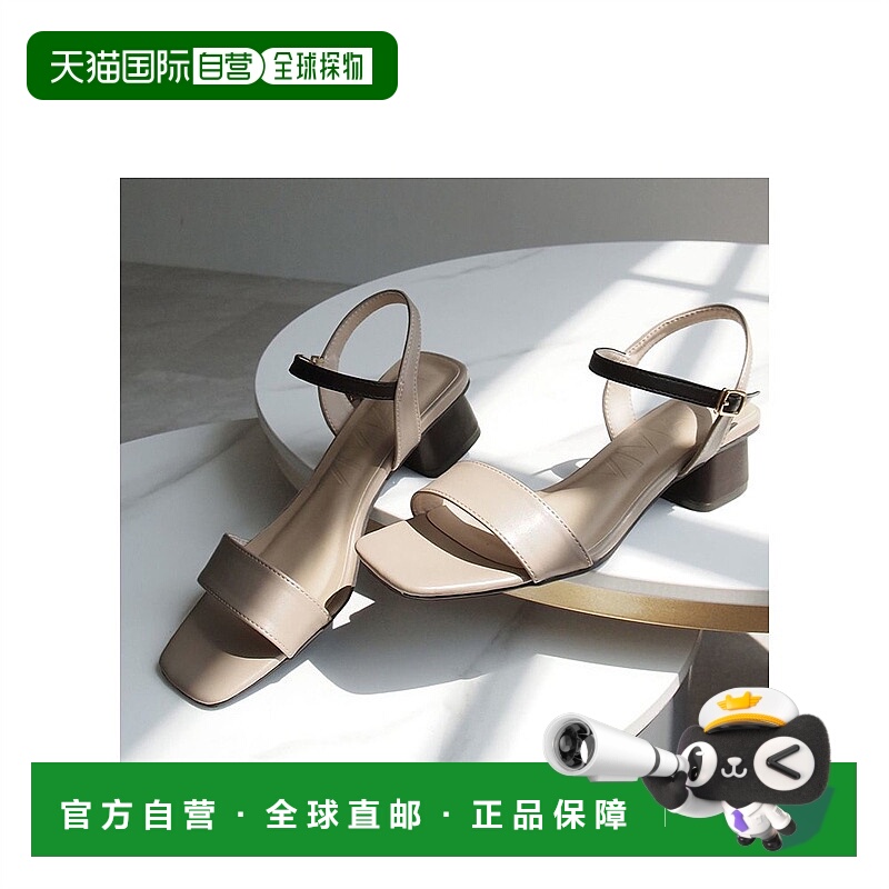 【】 Vivian女士凉鞋灰色一字扣带透气高跟简约潮流女鞋