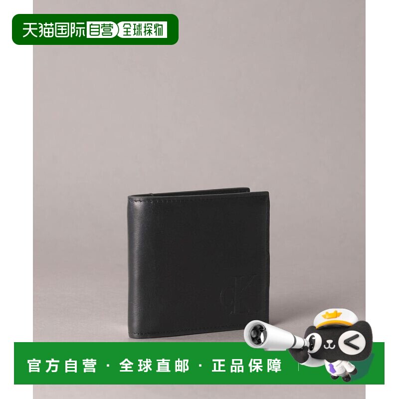 1h可退 日本直邮Calvin Klein 男装 真牛皮 二折钱包 半压纹CK标