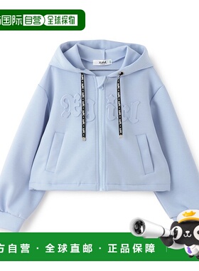 日本直邮X-girl Stages 压花徽标纸板短款拉链连帽衫