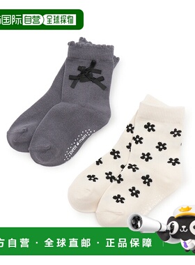 日本直邮Petit Main 缎带花卉袜子（2 件装）