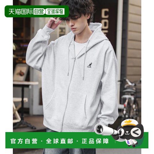 日本直邮Rocky Monroe KANGOL 袋鼠 连帽卫衣 全拉链 加绒 男士 l