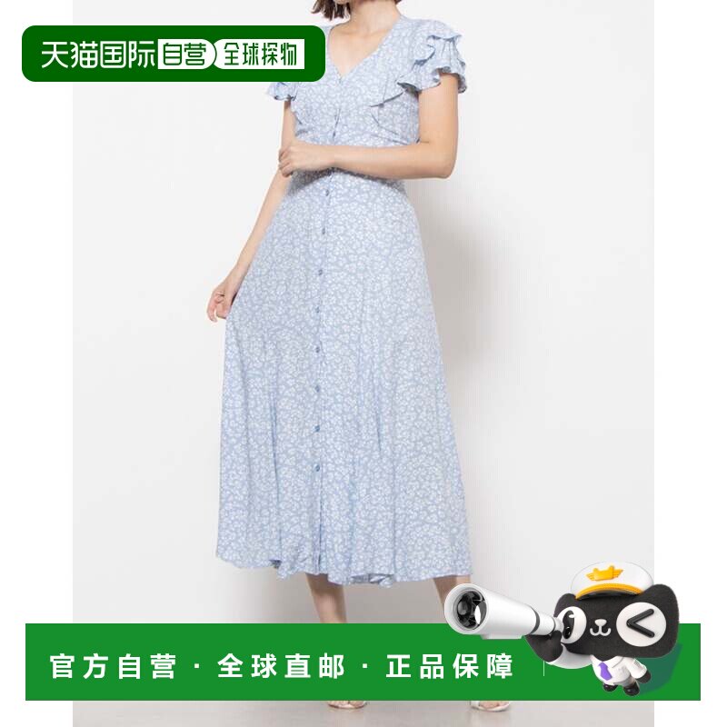 日本直邮Rienda 双层喇叭袖连衣裙 蓝色 [RI3465EW25501]吊带