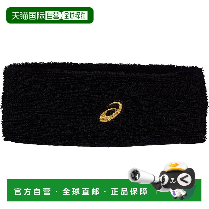 日潮跑腿Asics亚瑟士 男女款运动发带 黑色金色 FF 3033B874.001