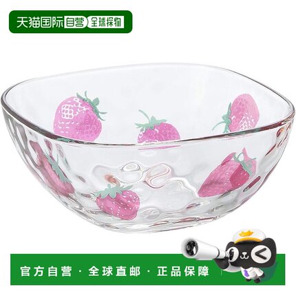 【日本直邮】ADERIA 草莓玻璃碗 日本制 水果沙拉碗 6124