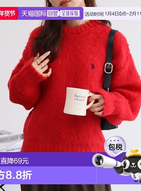 1h可退 日本直邮U.S. POLO ASSN. 女装 刺绣logo 圆领针织衫 宽松