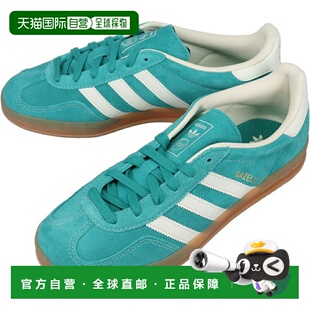 日本直邮Adidas Gazelle 室内运动鞋纯蓝绿色/灰白色/金色金属色J