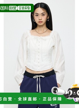 1h可退 日本直邮MOUSSY 女士 蕾丝边束腰风衬衫 010JS2301341