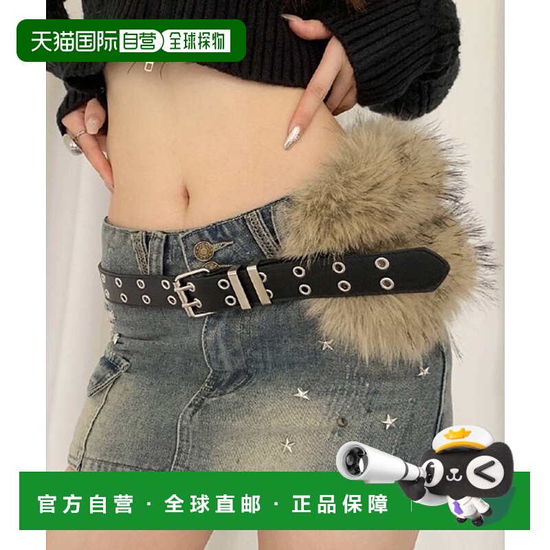 1h可退 日本直邮urge select 女士 Y2K双D环腰带（带毛边） TK201