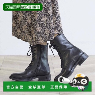 皮革系带短靴 日本直邮ING WEB 独家 黑色