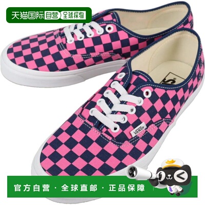 日本直邮Vans Authentic Checkerboard 深靛蓝/粉色运动鞋 (VN000