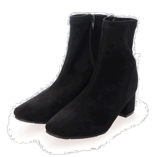 【日本直邮】Vivian女士弹力靴黑色方头麂皮低帮时尚简约经典短靴