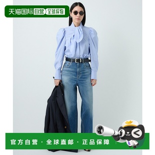 日本直邮Chaos 蓝白条纹 女士 设计衬衫 高密SUPIMA棉 修身 1h可退