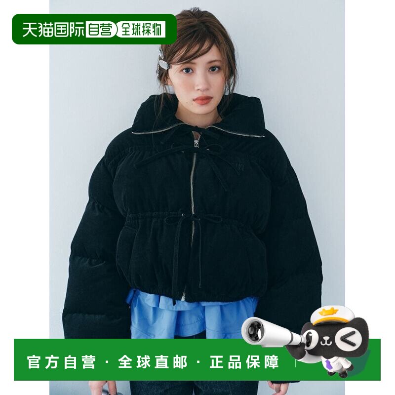 日本直邮FURFUR 短款绗缝夹克 灯芯绒蝴蝶结 粉色 黑色羽绒外套图片