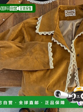 1h可退 日本直邮idem 女装 仿麂皮拼接蕾丝西装外套 宽松复古设计