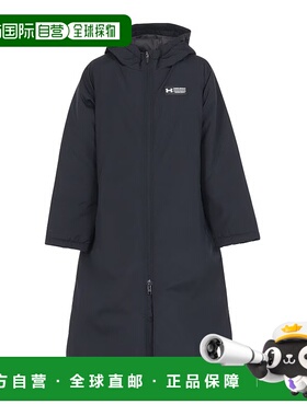 日本直邮Under Armour 童装 双拉链连帽中长款夹克外套 黑色 儿童