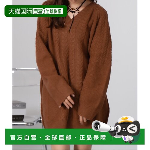 日本直邮Nia 女士 V领绞花针织连衣裙 MM133