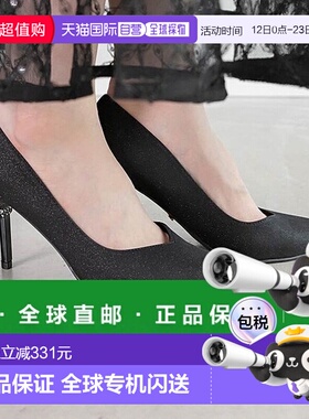 日本直邮RANDA 闪亮细跟女鞋 黑色一脚蹬高跟鞋 RA041BW14775