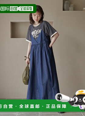 日本直邮coen 棉麻混纺牛仔吊带连衣裙 [CO3322EW015683]内搭长袖