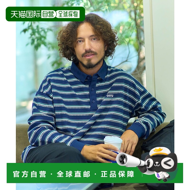 1h可退 日本直邮OOPS 男装复古条纹长袖T恤 左胸刺绣设计 LAA711A