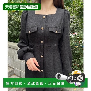 日本直邮JUNOAH 金色纽扣薄款紧身斜纹布连衣裙 JU5602EW006523