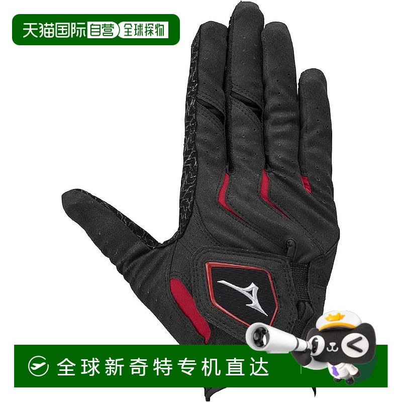 【日本直邮】Mizuno美津浓 男士高尔夫手套/右 黑/红25cm5MJMR401