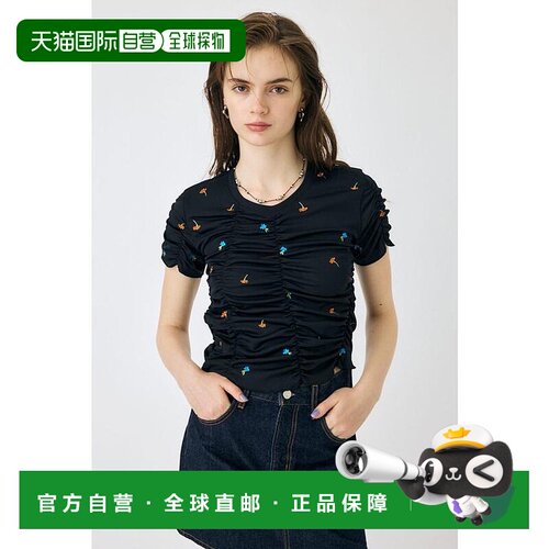 日本直邮MOUSSY FLORAL RANDOM 褶皱T恤 [MO1164EW036461]上衣