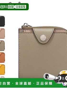 日本直邮Legato Largo 女士双折钱包纤薄 L 型拉链有黑色灰色橄榄