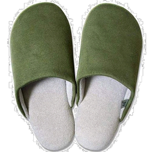 【日本直邮】Oka室内Ag+抗菌棉质拖鞋25-27cm绿色/灰色