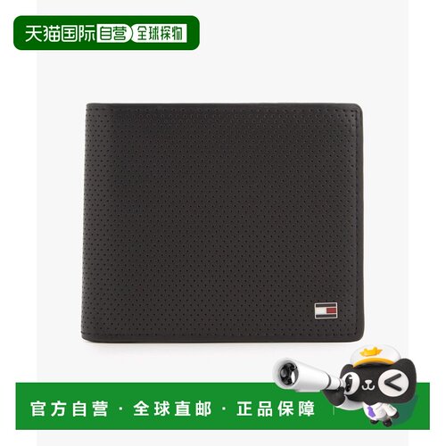 日本直邮TOMMY HILFIGER 汤米 希尔费格 男士 牛皮简约旗帜Logo钱