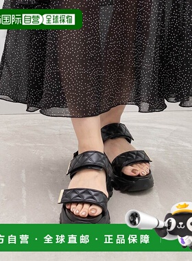 日本直邮RANDA 绗缝运动凉鞋 厚底 黑色 RA041BW14485