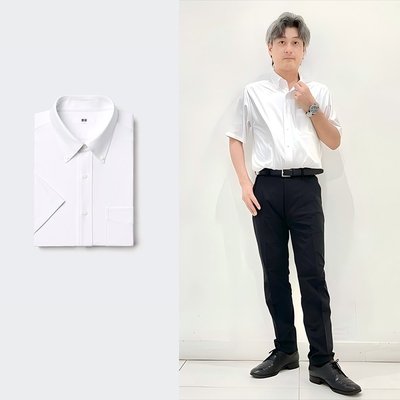 日潮跑腿UNIQLO优衣库男女装快干防皱干式免烫平纹短袖衬衫474513