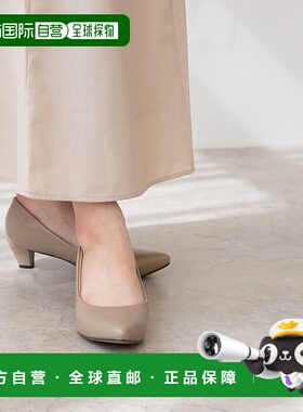 【日本直邮】 Menuemenue4E粗跟尖头高跟鞋（灰色/光滑）女鞋浅口