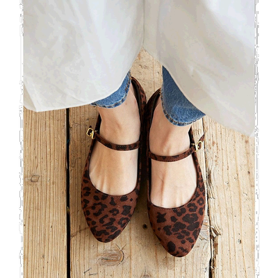 Menue menue 3 系带高跟鞋（豹纹/绒面革）麂皮女鞋皮革