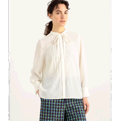 1h可退 日本直邮TOMORROWLAND 女士清新蝴蝶结衬衫 春夏通透舒适