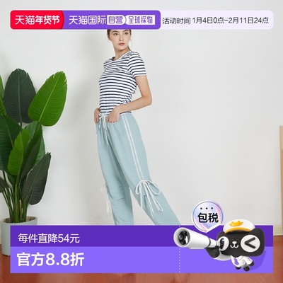 日本直邮日潮 GRL 配色侧线蝴蝶结休闲裤阔腿裤卫裤  AT2304