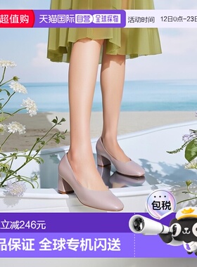 日本直邮RANDA 真皮杏仁头高跟鞋 一脚蹬单鞋 黑色 RA041BW015732