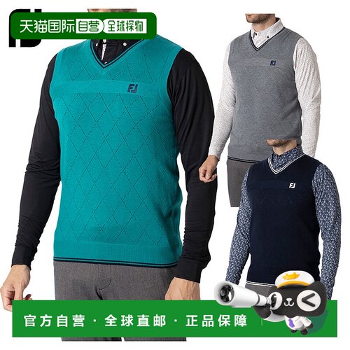 日本直邮FootJoy 男士钻石图案 V 领针织高尔夫背心 (FJ-F24-M10)