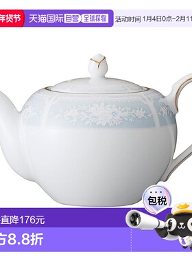 【日本直邮】Noritake 茶壶 520cc 蕾丝木金蓝色细瓷 T94423/1507