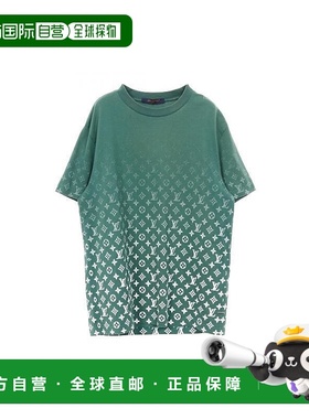 1h可退 日本直邮中古LV路易威登男B级9新T-shirtT恤棉上衣绿色