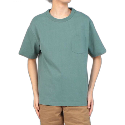 日本直邮Healthknit 男装大重量圆领短袖口袋 T恤 51021 海军蓝青