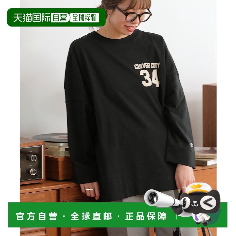 1h可退 日本直邮冠军 Champion 女士别注长袖T恤 螺纹领口 柔软纯,女装/女士精品,T恤,淘宝优惠券,粉丝福利购,淘宝优惠卷