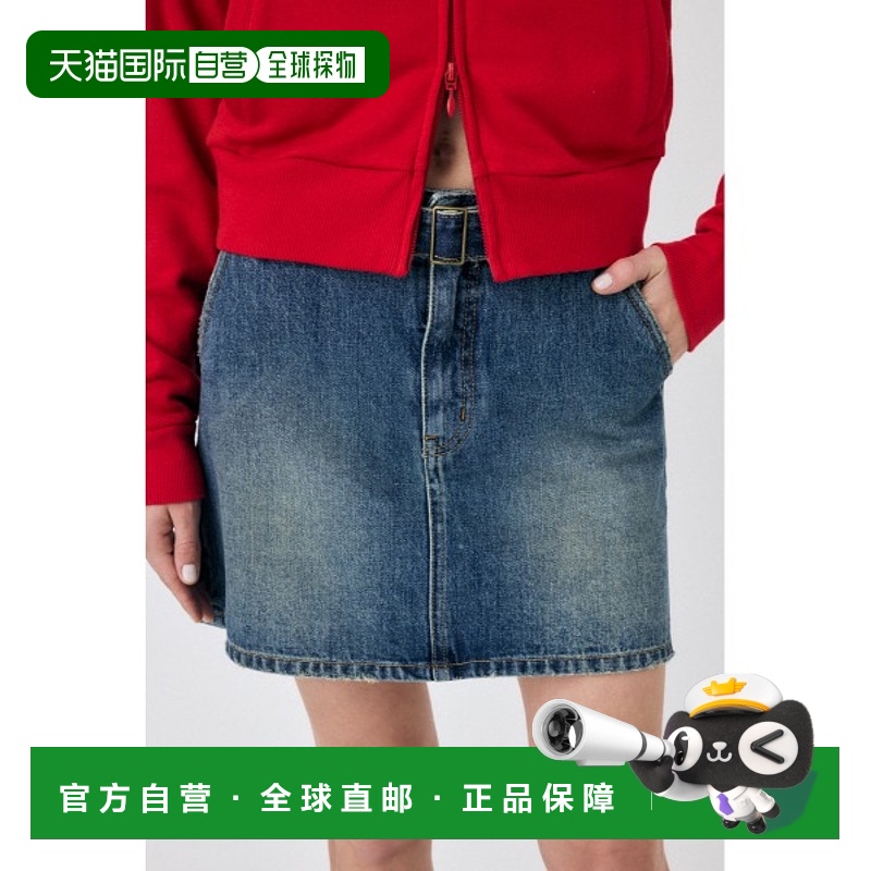1h可退 日本直邮MOUSSY 女士双腰带设计牛仔短裙 010ISK110611