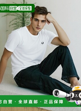 日本直邮Fred Perry 圆领 T 恤 [M3519-100] 男士 上衣 半袖 棉质