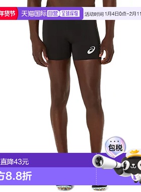 日潮跑腿ASICS亚瑟士 (男款）田径服图案紧身短裤 黑色 x 绿色L 2
