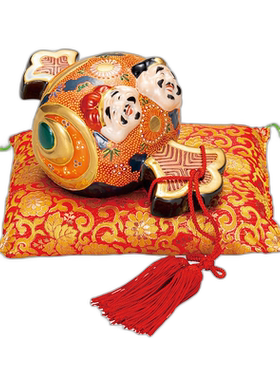 日本直邮九谷烧7号木槌惠比寿大黑（含流苏和蒲团）装饰品护身符